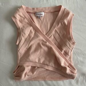 Birdies Blush Pink Ribbed Wrap Camisole